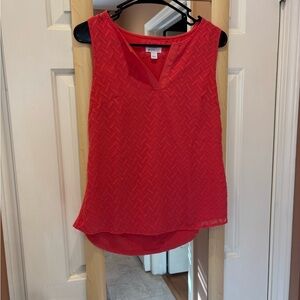 Market & Spruce Coral Chevron Textured Sleeveless Blouse - Small